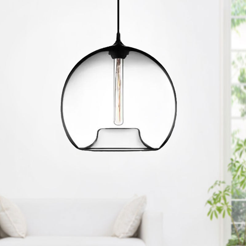 Glass Ball Shade Suspension Light in Modern Style1 Light Red/Brown/Blue Hanging Ceiling Light Clearhalo 'Ceiling Lights' 'Glass shade' 'Glass' 'Modern Pendants' 'Modern' 'Pendant Lights' 'Pendants' Lighting' 597757