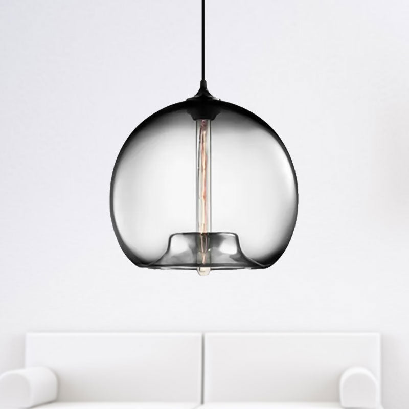 Glass Ball Shade Suspension Light in Modern Style1 Light Red/Brown/Blue Hanging Ceiling Light Smoke Gray Clearhalo 'Ceiling Lights' 'Glass shade' 'Glass' 'Modern Pendants' 'Modern' 'Pendant Lights' 'Pendants' Lighting' 597759