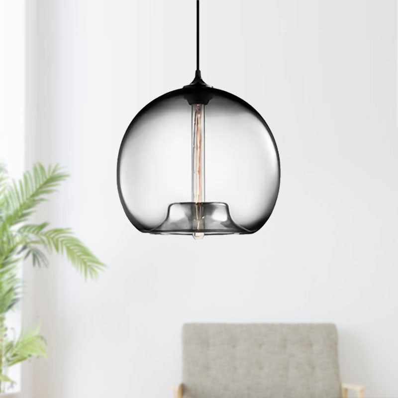 Glass Ball Shade Suspension Light in Modern Style1 Light Red/Brown/Blue Hanging Ceiling Light Clearhalo 'Ceiling Lights' 'Glass shade' 'Glass' 'Modern Pendants' 'Modern' 'Pendant Lights' 'Pendants' Lighting' 597760