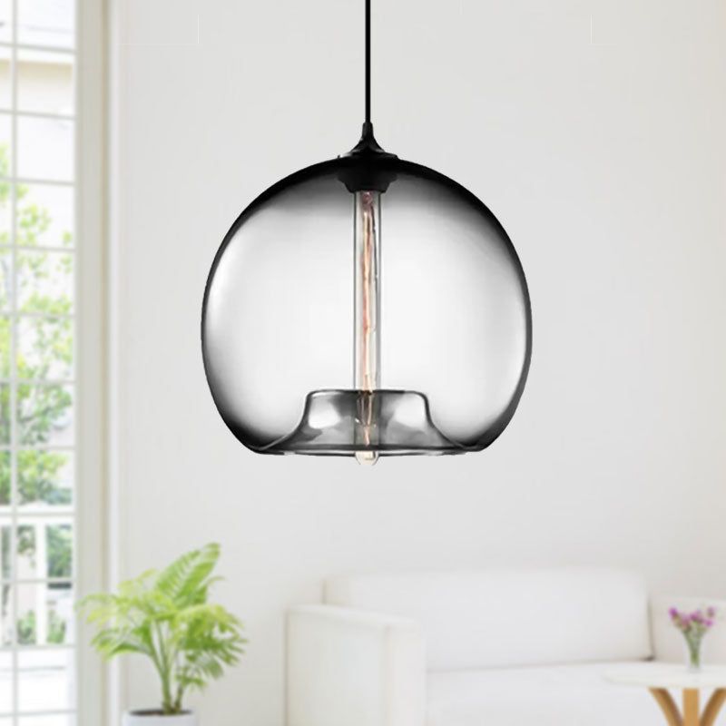 Glass Ball Shade Suspension Light in Modern Style1 Light Red/Brown/Blue Hanging Ceiling Light Clearhalo 'Ceiling Lights' 'Glass shade' 'Glass' 'Modern Pendants' 'Modern' 'Pendant Lights' 'Pendants' Lighting' 597761