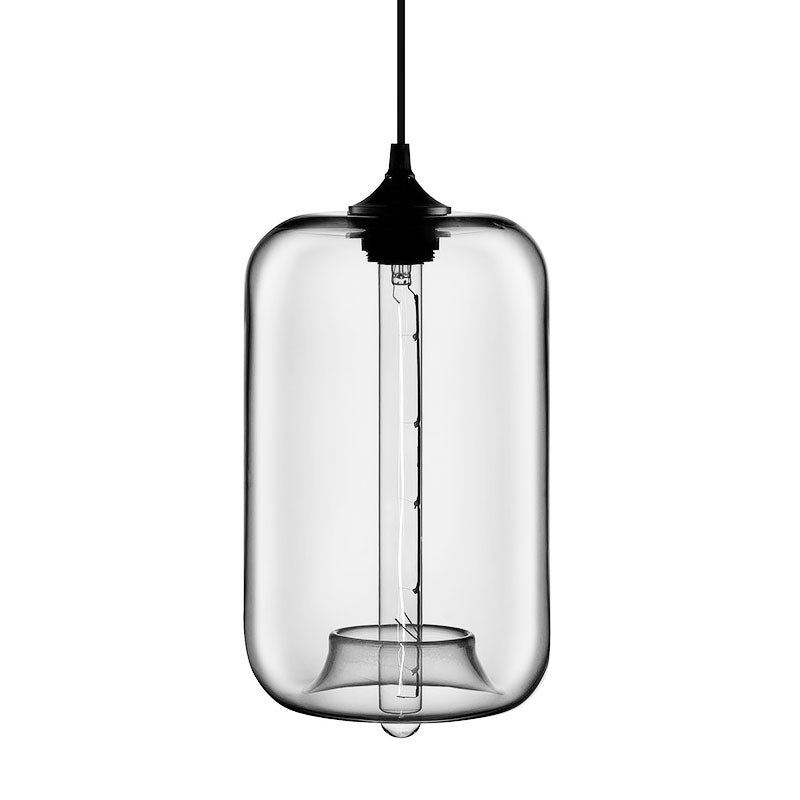 1 Light Hanging Lamp with Cylinder Glass Shade Contemporary Red/Brown/Blue Hanging Ceiling Light Clearhalo 'Ceiling Lights' 'Glass shade' 'Glass' 'Modern Pendants' 'Modern' 'Pendant Lights' 'Pendants' Lighting' 597884