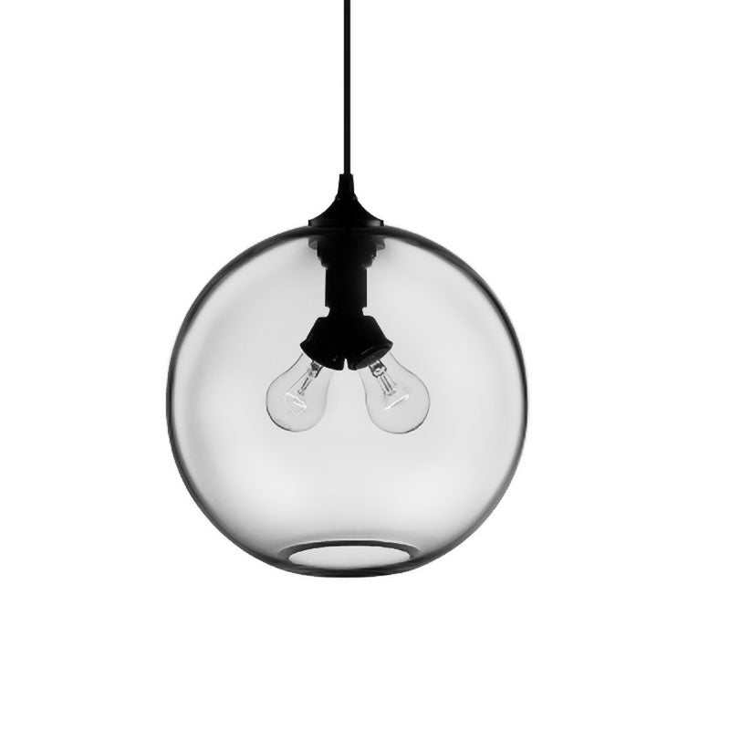 Globe Ceiling Pendant Light Modern Glass 2 Lights Red/Brown/Clear Hanging Ceiling Light Clearhalo 'Ceiling Lights' 'Glass shade' 'Glass' 'Modern Pendants' 'Modern' 'Pendant Lights' 'Pendants' Lighting' 597932