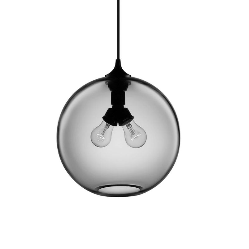 Globe Ceiling Pendant Light Modern Glass 2 Lights Red/Brown/Clear Hanging Ceiling Light Clearhalo 'Ceiling Lights' 'Glass shade' 'Glass' 'Modern Pendants' 'Modern' 'Pendant Lights' 'Pendants' Lighting' 597936