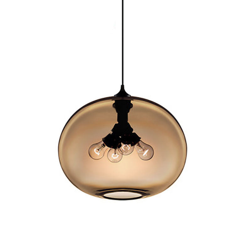 4 Lights Ceiling Pendant Light with Oval Glass Shade Modern Brown/Clear/Amber Hanging Light Clearhalo 'Ceiling Lights' 'Glass shade' 'Glass' 'Modern Pendants' 'Modern' 'Pendant Lights' 'Pendants' Lighting' 597955