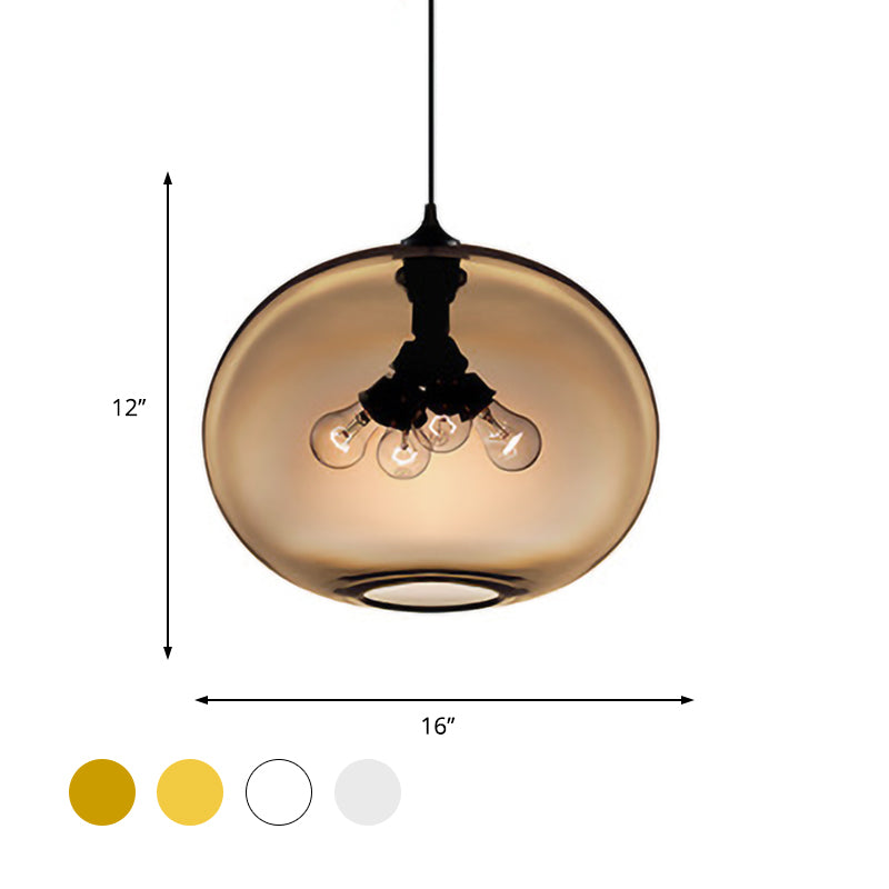 4 Lights Ceiling Pendant Light with Oval Glass Shade Modern Brown/Clear/Amber Hanging Light Clearhalo 'Ceiling Lights' 'Glass shade' 'Glass' 'Modern Pendants' 'Modern' 'Pendant Lights' 'Pendants' Lighting' 597956