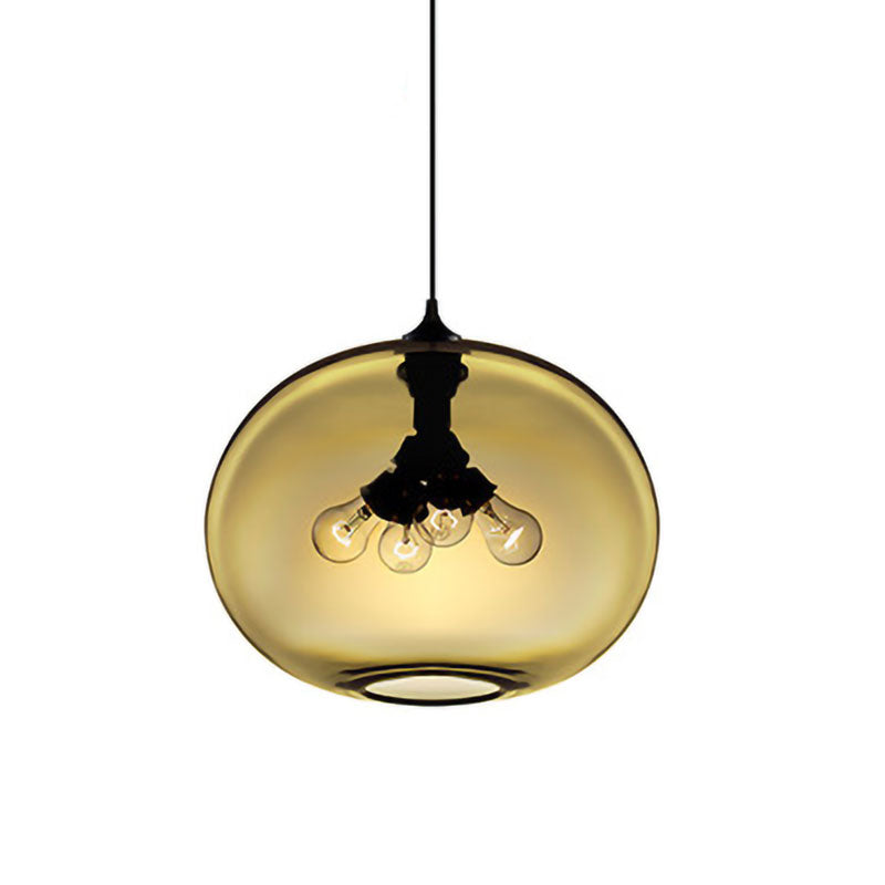 4 Lights Ceiling Pendant Light with Oval Glass Shade Modern Brown/Clear/Amber Hanging Light Clearhalo 'Ceiling Lights' 'Glass shade' 'Glass' 'Modern Pendants' 'Modern' 'Pendant Lights' 'Pendants' Lighting' 597960