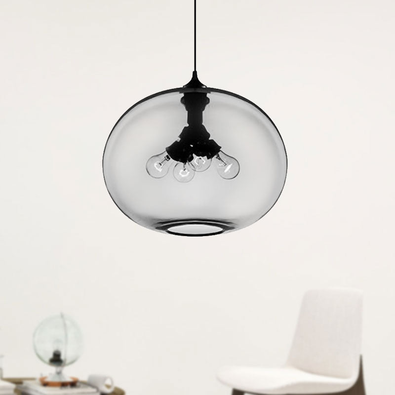 4 Lights Ceiling Pendant Light with Oval Glass Shade Modern Brown/Clear/Amber Hanging Light Clear Clearhalo 'Ceiling Lights' 'Glass shade' 'Glass' 'Modern Pendants' 'Modern' 'Pendant Lights' 'Pendants' Lighting' 597961