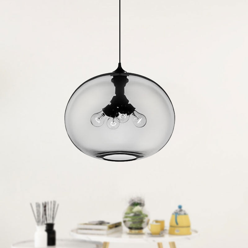 4 Lights Ceiling Pendant Light with Oval Glass Shade Modern Brown/Clear/Amber Hanging Light Clearhalo 'Ceiling Lights' 'Glass shade' 'Glass' 'Modern Pendants' 'Modern' 'Pendant Lights' 'Pendants' Lighting' 597963