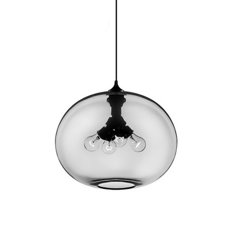 4 Lights Ceiling Pendant Light with Oval Glass Shade Modern Brown/Clear/Amber Hanging Light Clearhalo 'Ceiling Lights' 'Glass shade' 'Glass' 'Modern Pendants' 'Modern' 'Pendant Lights' 'Pendants' Lighting' 597964