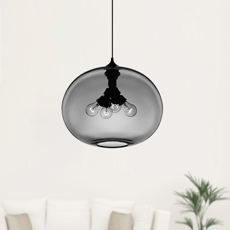 4 Lights Ceiling Pendant Light with Oval Glass Shade Modern Brown/Clear/Amber Hanging Light Clearhalo 'Ceiling Lights' 'Glass shade' 'Glass' 'Modern Pendants' 'Modern' 'Pendant Lights' 'Pendants' Lighting' 597966