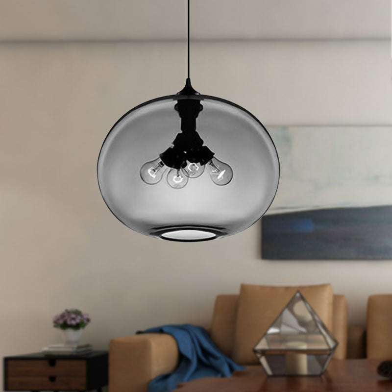 4 Lights Ceiling Pendant Light with Oval Glass Shade Modern Brown/Clear/Amber Hanging Light Clearhalo 'Ceiling Lights' 'Glass shade' 'Glass' 'Modern Pendants' 'Modern' 'Pendant Lights' 'Pendants' Lighting' 597967