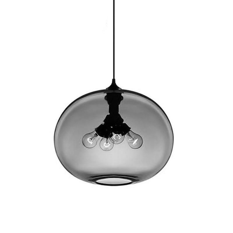 4 Lights Ceiling Pendant Light with Oval Glass Shade Modern Brown/Clear/Amber Hanging Light Clearhalo 'Ceiling Lights' 'Glass shade' 'Glass' 'Modern Pendants' 'Modern' 'Pendant Lights' 'Pendants' Lighting' 597968