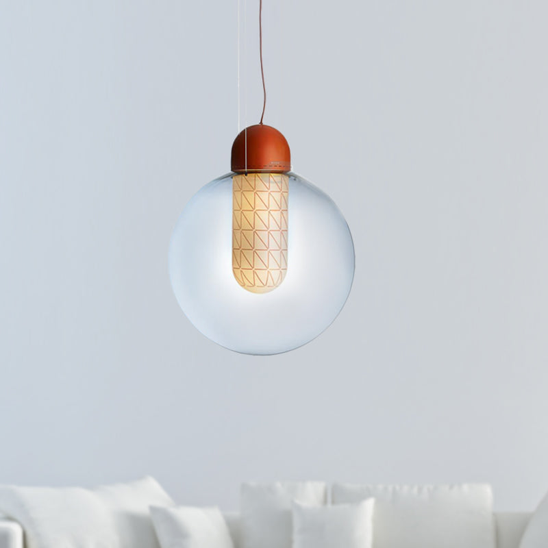 Orange Sphere Pendant Lighting Modern 1 Light Gradient Smoke Glass Led Hanging Ceiling Lamp Clearhalo 'Ceiling Lights' 'Glass shade' 'Glass' 'Modern Pendants' 'Modern' 'Pendant Lights' 'Pendants' Lighting' 597971