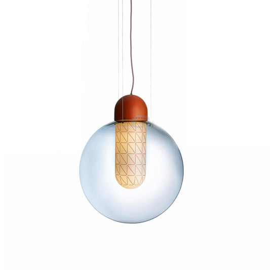 Orange Sphere Pendant Lighting Modern 1 Light Gradient Smoke Glass Led Hanging Ceiling Lamp Clearhalo 'Ceiling Lights' 'Glass shade' 'Glass' 'Modern Pendants' 'Modern' 'Pendant Lights' 'Pendants' Lighting' 597972