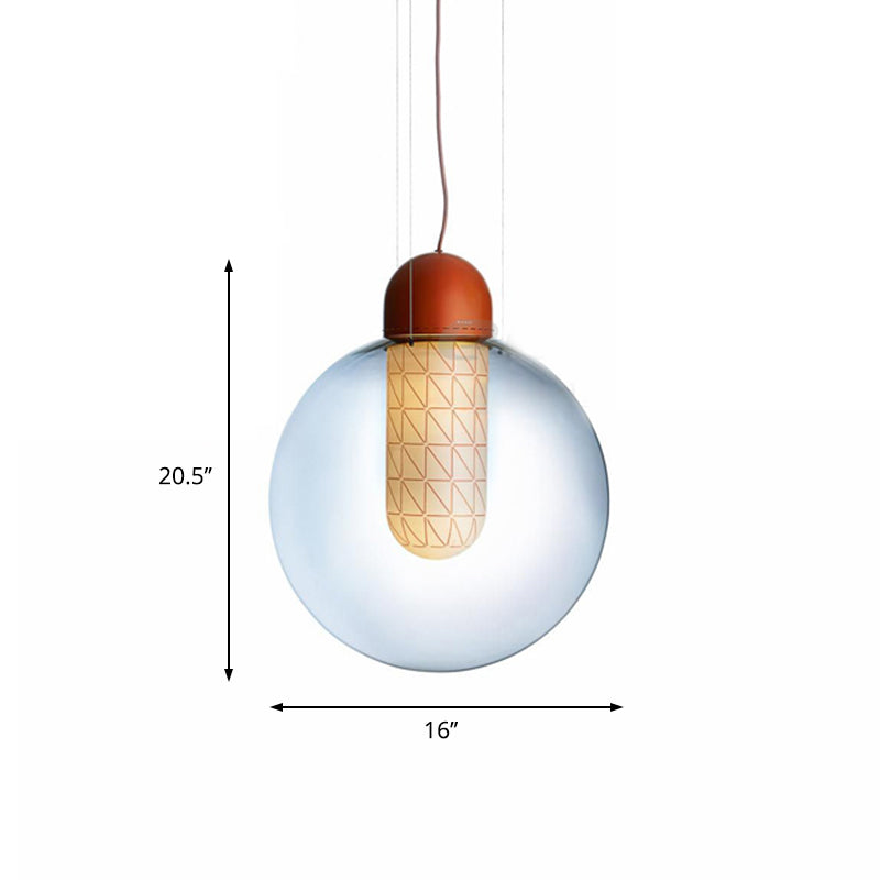 Orange Sphere Pendant Lighting Modern 1 Light Gradient Smoke Glass Led Hanging Ceiling Lamp Clearhalo 'Ceiling Lights' 'Glass shade' 'Glass' 'Modern Pendants' 'Modern' 'Pendant Lights' 'Pendants' Lighting' 597973