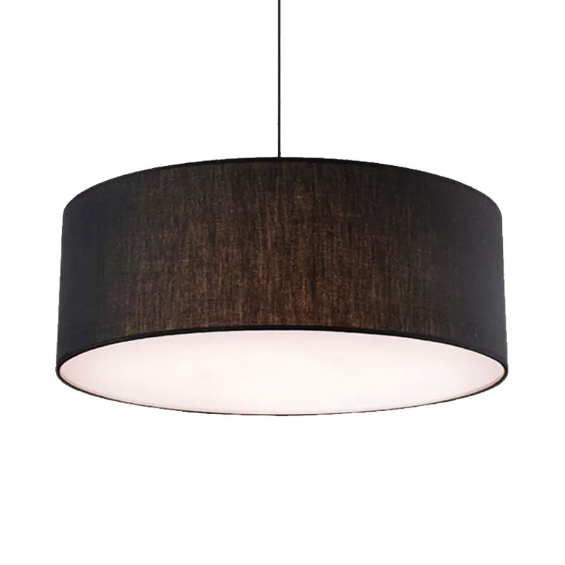 Drum Ceiling Pendant Light Simple Fabric 12"/16"/18" Dia 1 Light White/Black/Beige Hanging Lamp Kit Clearhalo 'Ceiling Lights' 'Modern Pendants' 'Modern' 'Pendant Lights' 'Pendants' Lighting' 598060