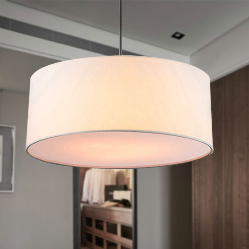 Drum Ceiling Pendant Light Simple Fabric 12"/16"/18" Dia 1 Light White/Black/Beige Hanging Lamp Kit Clearhalo 'Ceiling Lights' 'Modern Pendants' 'Modern' 'Pendant Lights' 'Pendants' Lighting' 598067