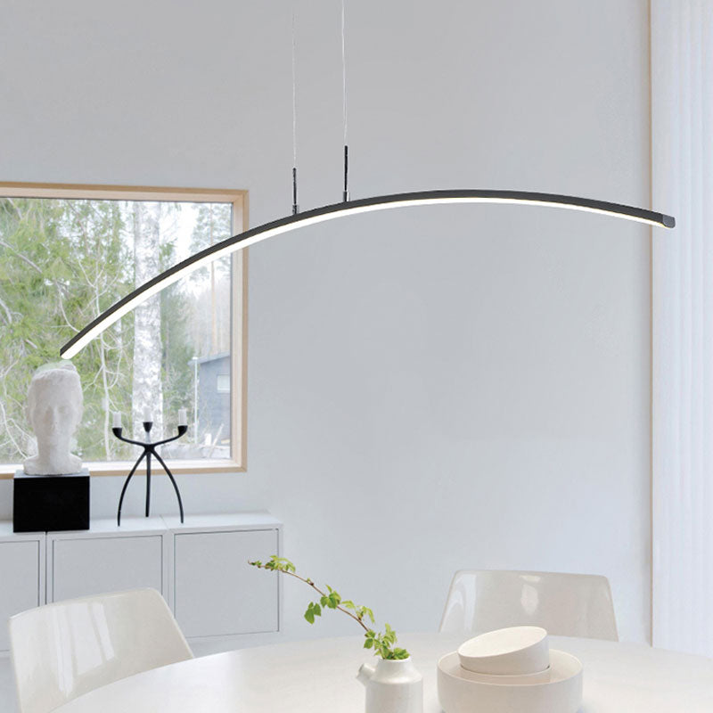 Arch Pendant Light Contemporary Acrylic LED White Ceiling Lighting Fixture in Warm/White/Remote Control Stepless Dimming Light Clearhalo 'Ceiling Lights' 'Modern Pendants' 'Modern' 'Pendant Lights' 'Pendants' Lighting' 598080