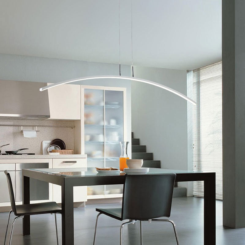 Arch Pendant Light Contemporary Acrylic LED White Ceiling Lighting Fixture in Warm/White/Remote Control Stepless Dimming Light White Clearhalo 'Ceiling Lights' 'Modern Pendants' 'Modern' 'Pendant Lights' 'Pendants' Lighting' 598083