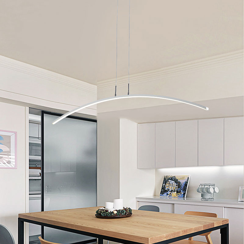 Arch Pendant Light Contemporary Acrylic LED White Ceiling Lighting Fixture in Warm/White/Remote Control Stepless Dimming Light Clearhalo 'Ceiling Lights' 'Modern Pendants' 'Modern' 'Pendant Lights' 'Pendants' Lighting' 598084