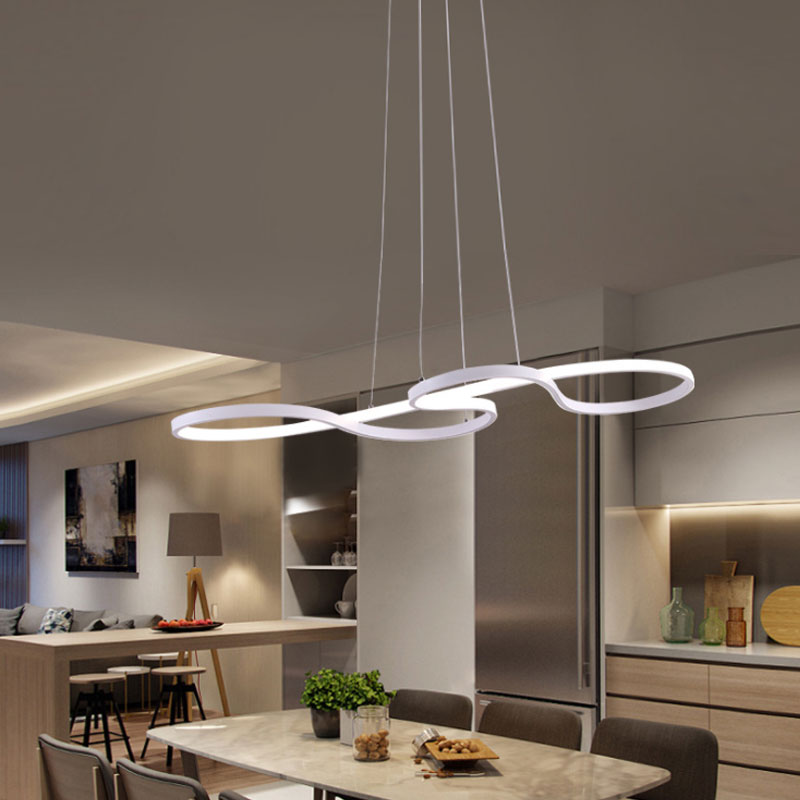 24"/29.5"/37.5" Wide Twisting Acrylic Pendant Light Minimalist LED Black/White Hanging Lamp in Warm/White Light White Clearhalo 'Ceiling Lights' 'Modern Pendants' 'Modern' 'Pendant Lights' 'Pendants' Lighting' 598087