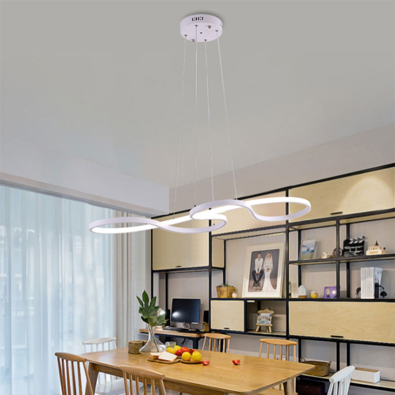 24"/29.5"/37.5" Wide Twisting Acrylic Pendant Light Minimalist LED Black/White Hanging Lamp in Warm/White Light Clearhalo 'Ceiling Lights' 'Modern Pendants' 'Modern' 'Pendant Lights' 'Pendants' Lighting' 598088