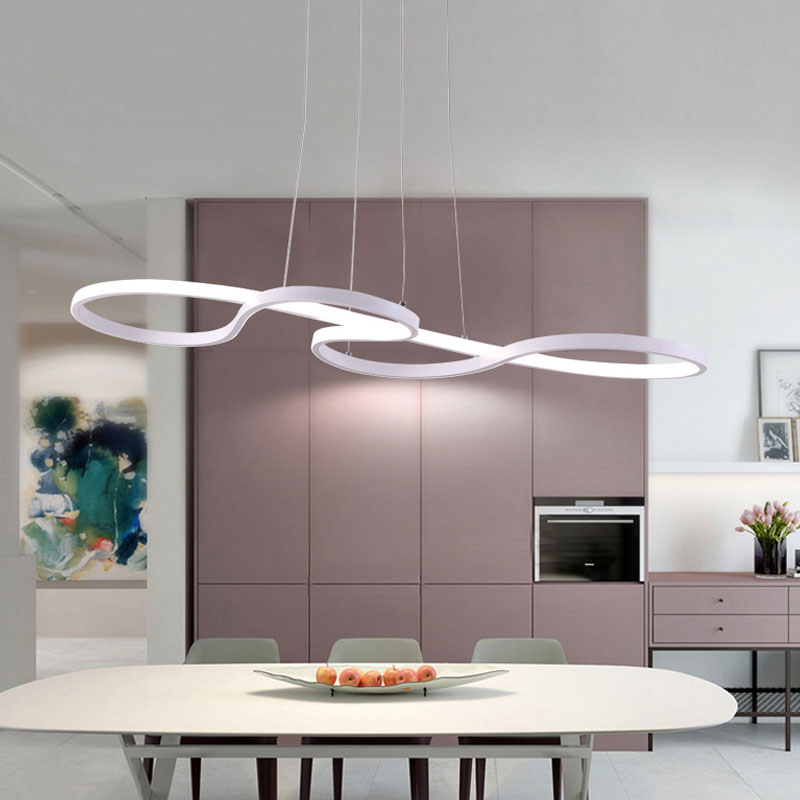 24"/29.5"/37.5" Wide Twisting Acrylic Pendant Light Minimalist LED Black/White Hanging Lamp in Warm/White Light Clearhalo 'Ceiling Lights' 'Modern Pendants' 'Modern' 'Pendant Lights' 'Pendants' Lighting' 598089