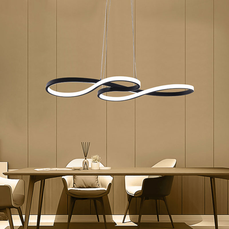 24"/29.5"/37.5" Wide Twisting Acrylic Pendant Light Minimalist LED Black/White Hanging Lamp in Warm/White Light Clearhalo 'Ceiling Lights' 'Modern Pendants' 'Modern' 'Pendant Lights' 'Pendants' Lighting' 598095