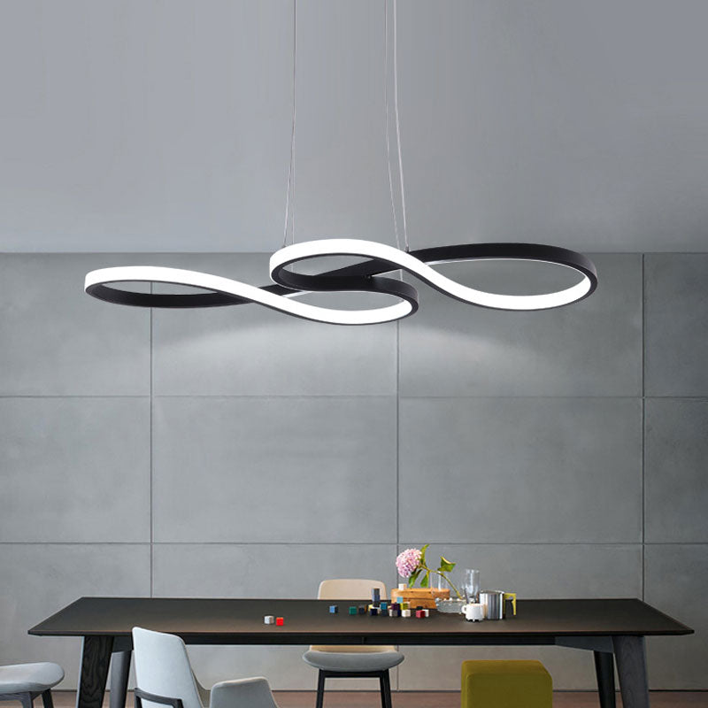 24"/29.5"/37.5" Wide Twisting Acrylic Pendant Light Minimalist LED Black/White Hanging Lamp in Warm/White Light Clearhalo 'Ceiling Lights' 'Modern Pendants' 'Modern' 'Pendant Lights' 'Pendants' Lighting' 598096