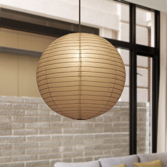 8.5"/11.5"/16.5" Wide Lantern Suspension Pendant Traditional Paper White 1 Light Hanging Pendant Lamp White 16" Clearhalo 'Ceiling Lights' 'Modern Pendants' 'Modern' 'Pendant Lights' 'Pendants' Lighting' 598118