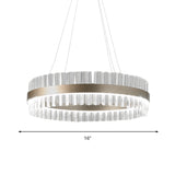 16"/24"/32" Wide Round Pendant Lighting Modern Clear Crystal 1 Light Gold Hanging Lamp in Warm/White Light for Dining Room Clearhalo 'Ceiling Lights' 'Modern Pendants' 'Modern' 'Pendant Lights' 'Pendants' Lighting' 598137