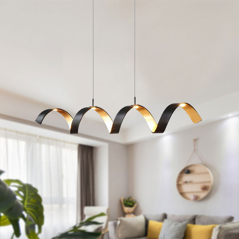 Black Rolling Chandelier Minimalist 1 Light Acrylic Hanging Ceiling Lighting Fixture Black Clearhalo 'Ceiling Lights' 'Chandeliers' 'Modern Chandeliers' 'Modern' Lighting' 598140