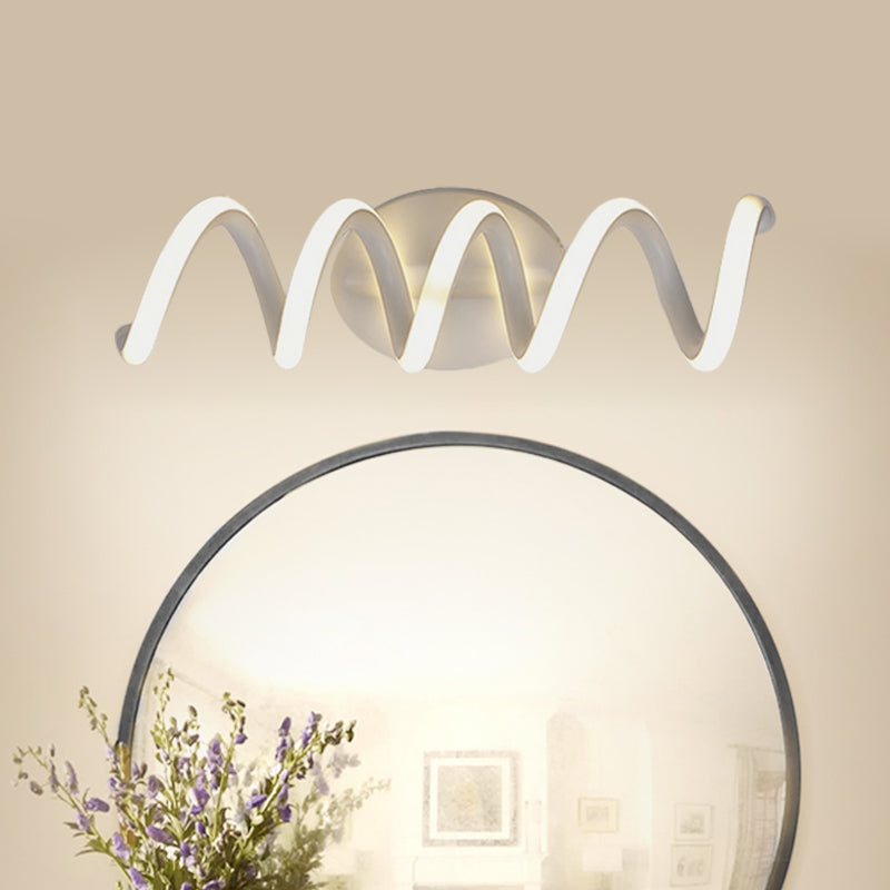 Spiral Bathroom LED Vanity Light Acrylic 1 Light Modernism Wall Mounted Mirror Light in Warm/White/Natural Light, 13"/18.5"/22.5" Wide Clearhalo 'Modern wall lights' 'Modern' 'Wall Lamps & Sconces' 'Wall Lights' Lighting' 598424