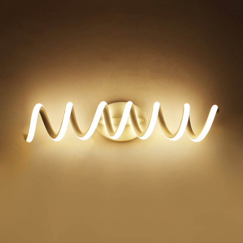 Spiral Bathroom LED Vanity Light Acrylic 1 Light Modernism Wall Mounted Mirror Light in Warm/White/Natural Light, 13"/18.5"/22.5" Wide Clearhalo 'Modern wall lights' 'Modern' 'Wall Lamps & Sconces' 'Wall Lights' Lighting' 598430