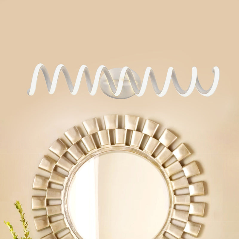 Spiral Bathroom LED Vanity Light Acrylic 1 Light Modernism Wall Mounted Mirror Light in Warm/White/Natural Light, 13"/18.5"/22.5" Wide Clearhalo 'Modern wall lights' 'Modern' 'Wall Lamps & Sconces' 'Wall Lights' Lighting' 598434