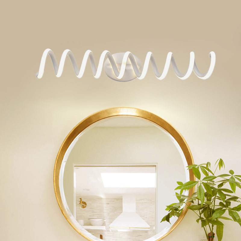 Spiral Bathroom LED Vanity Light Acrylic 1 Light Modernism Wall Mounted Mirror Light in Warm/White/Natural Light, 13"/18.5"/22.5" Wide Clearhalo 'Modern wall lights' 'Modern' 'Wall Lamps & Sconces' 'Wall Lights' Lighting' 598435