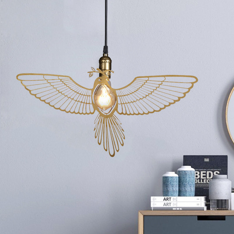 Gold Flying Bird Shade Hanging Pendant Fixture Metal Rustic Retro 1 Light Pendant Light for Dining Room Gold Clearhalo 'Ceiling Lights' 'Modern Pendants' 'Modern' 'Pendant Lights' 'Pendants' Lighting' 598588