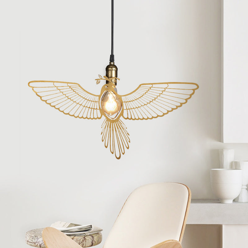 Gold Flying Bird Shade Hanging Pendant Fixture Metal Rustic Retro 1 Light Pendant Light for Dining Room Clearhalo 'Ceiling Lights' 'Modern Pendants' 'Modern' 'Pendant Lights' 'Pendants' Lighting' 598589