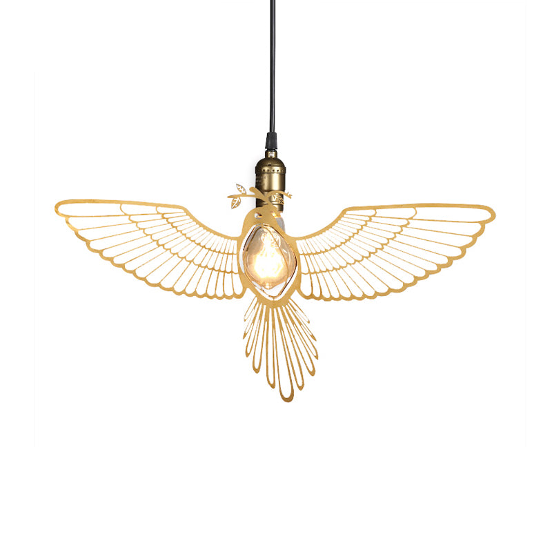 Gold Flying Bird Shade Hanging Pendant Fixture Metal Rustic Retro 1 Light Pendant Light for Dining Room Clearhalo 'Ceiling Lights' 'Modern Pendants' 'Modern' 'Pendant Lights' 'Pendants' Lighting' 598591