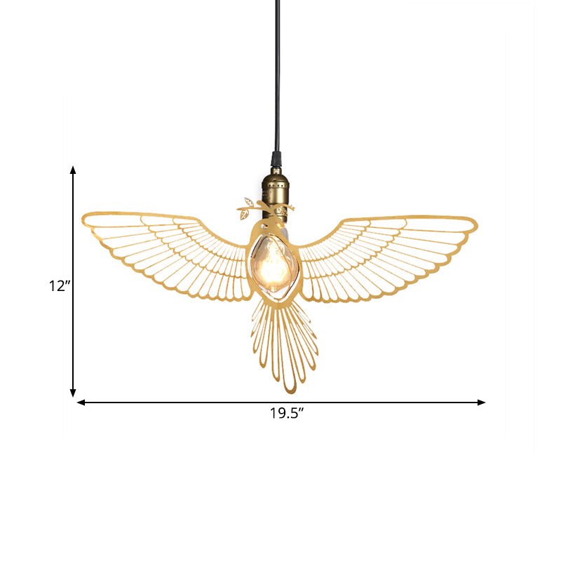 Gold Flying Bird Shade Hanging Pendant Fixture Metal Rustic Retro 1 Light Pendant Light for Dining Room Clearhalo 'Ceiling Lights' 'Modern Pendants' 'Modern' 'Pendant Lights' 'Pendants' Lighting' 598592