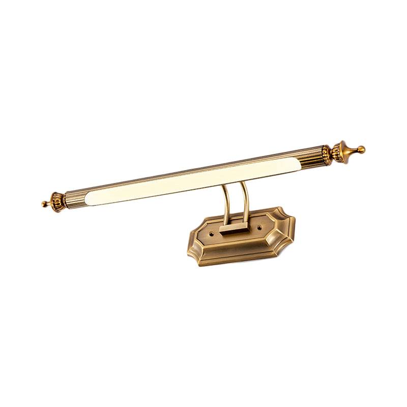 Modernist LED Vanity Light Fixture with Metal Shade Brass Tubed Sconce Wall Light in Warm/White Lighting, 18.5"/26" W Clearhalo 'Cast Iron' 'Glass' 'Industrial' 'Modern wall lights' 'Modern' 'Tiffany' 'Traditional wall lights' 'Vanity Lights' 'Wall Lights' Lighting' 598615