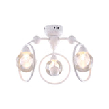 Simple Style Ring Semi Flush Mount Light Fixture Metal Ball Glass Shade 3 Lights White Ceiling Flush Mount for Dining Room Clearhalo 'Ceiling Lights' 'Close To Ceiling Lights' 'Close to ceiling' 'Semi-flushmount' Lighting' 598811