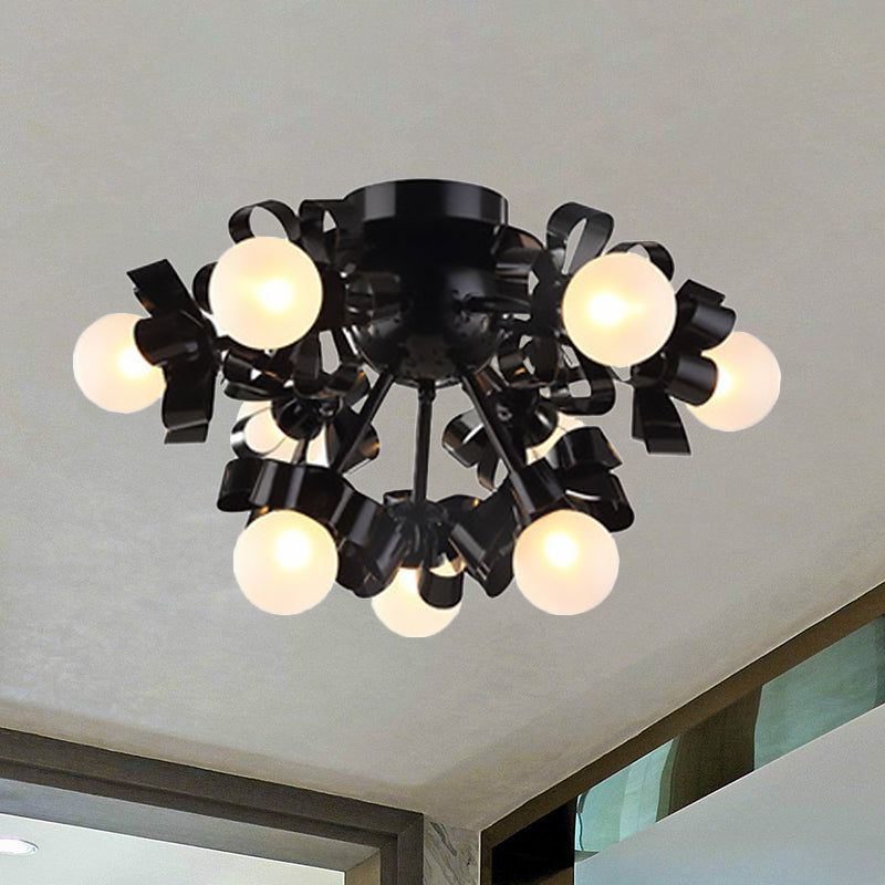 Contemporary Sputnik Semi Flush Mount Ceiling Fixture with Ball Glass Shade Black Living Room Ceiling Mounted Light Clearhalo 'Ceiling Lights' 'Close To Ceiling Lights' 'Close to ceiling' 'Semi-flushmount' Lighting' 598820