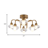 Modern Double Glass Shade Semi Flush Mount Light Metal 6 Lights Living Room Ceiling Flush Mount Clearhalo 'Ceiling Lights' 'Close To Ceiling Lights' 'Close to ceiling' 'Semi-flushmount' Lighting' 598827