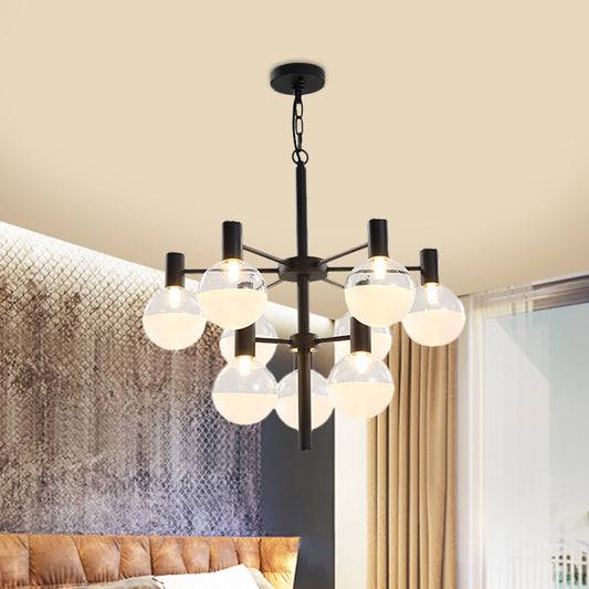 Black/Gold 2-Tier Global Chandelier Lighting Post-Modern 9/12 Lights Clear Glass Led Hanging Ceiling Lamp Clearhalo 'Ceiling Lights' 'Chandeliers' 'Glass shade' 'Glass' 'Modern Chandeliers' 'Modern' Lighting' 598844