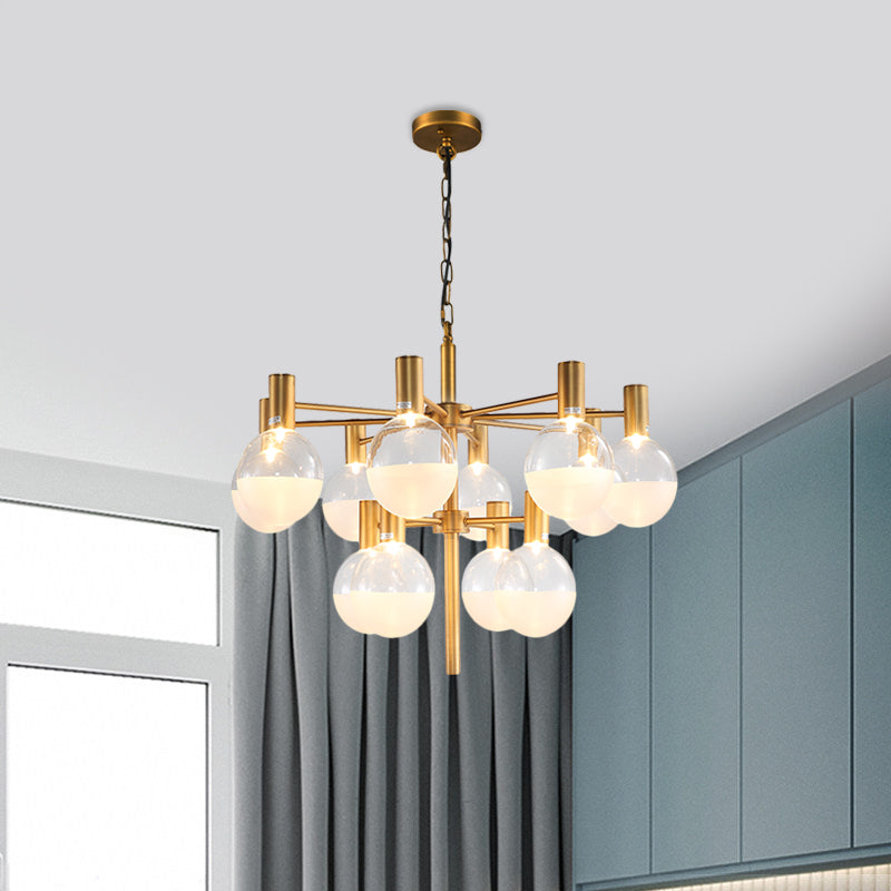 Black/Gold 2-Tier Global Chandelier Lighting Post-Modern 9/12 Lights Clear Glass Led Hanging Ceiling Lamp Clearhalo 'Ceiling Lights' 'Chandeliers' 'Glass shade' 'Glass' 'Modern Chandeliers' 'Modern' Lighting' 598848