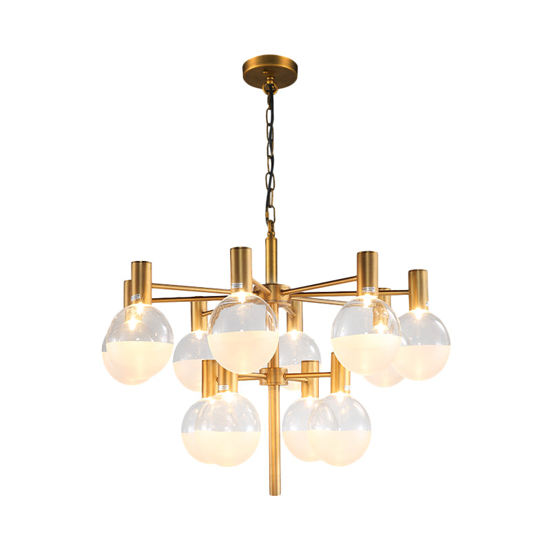 Black/Gold 2-Tier Global Chandelier Lighting Post-Modern 9/12 Lights Clear Glass Led Hanging Ceiling Lamp Clearhalo 'Ceiling Lights' 'Chandeliers' 'Glass shade' 'Glass' 'Modern Chandeliers' 'Modern' Lighting' 598850