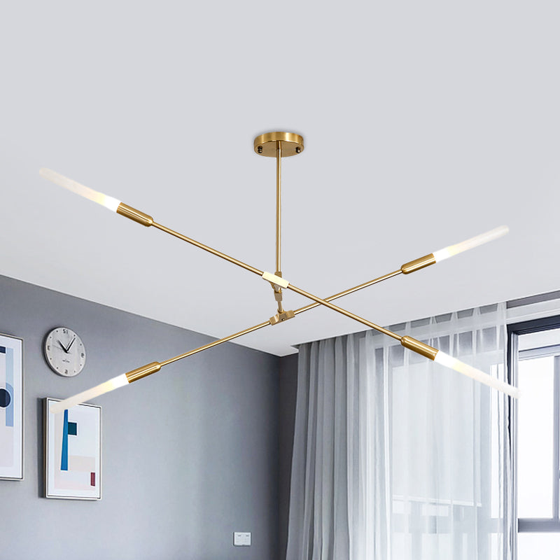 Linear Hanging Fixture Modern Metal 4/6/8 Lights Gold Ceiling Pendant Light with Opal Glass Shade 4 Gold Clearhalo 'Ceiling Lights' 'Chandeliers' 'Modern Chandeliers' 'Modern' Lighting' 598866