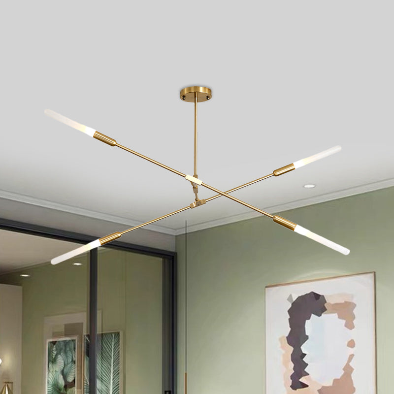 Linear Hanging Fixture Modern Metal 4/6/8 Lights Gold Ceiling Pendant Light with Opal Glass Shade Clearhalo 'Ceiling Lights' 'Chandeliers' 'Modern Chandeliers' 'Modern' Lighting' 598867