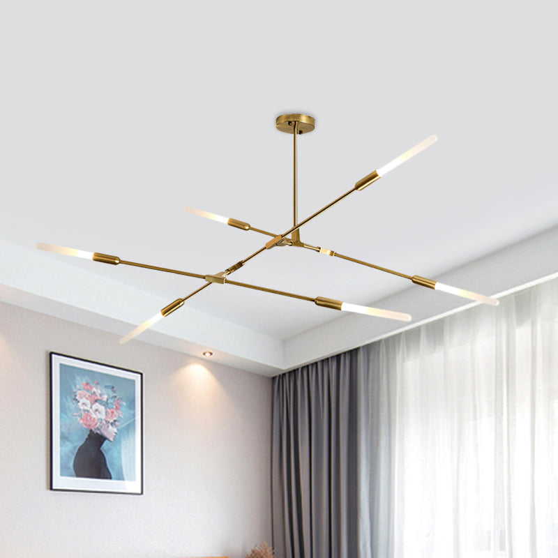 Linear Hanging Fixture Modern Metal 4/6/8 Lights Gold Ceiling Pendant Light with Opal Glass Shade Clearhalo 'Ceiling Lights' 'Chandeliers' 'Modern Chandeliers' 'Modern' Lighting' 598872